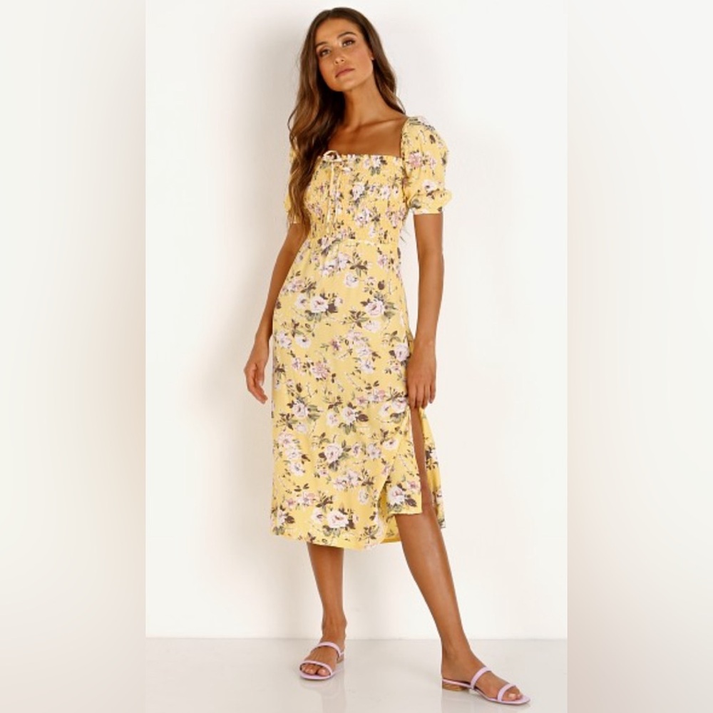 Faithfull the Brand - Majorelle Midi Dress Pomeline Floral Jasmin - Size 6/M